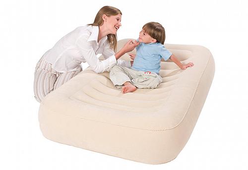Кровать надувная одноместная флокированная детская 160х102х28 см, бежевая, Bestway, арт. 67378