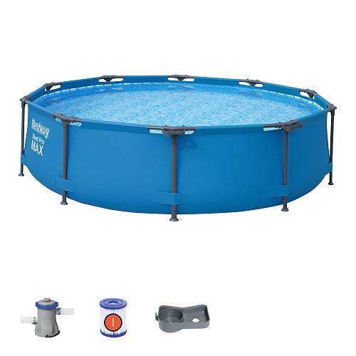 Каркасный круглый бассейн 305х76 см, 4678 л, с фильтр-насосом, Steel Pro Max Bestway, арт. 56408