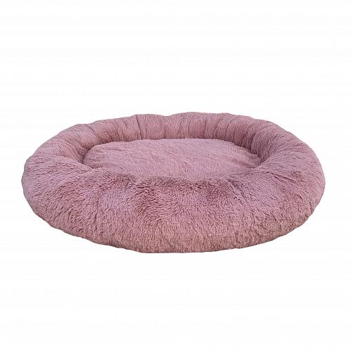 Пушистый овальный лежак 120x100 см для крупных собак,  цвет пыльно-розовый, арт. PNL120x100